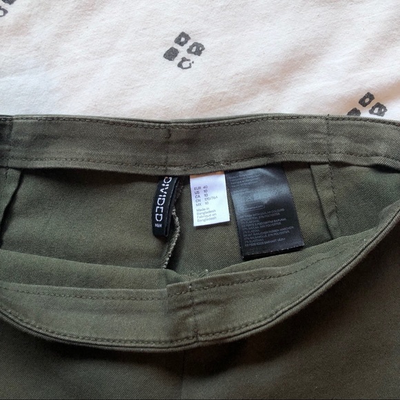 HM Olive Green Slim Fit Pants - Picture 3 of 6